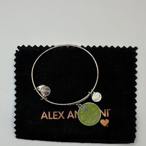 Alex and Ani Silver Tinker Bell Bracelet with Green Charm